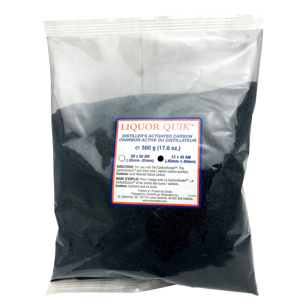 LiquorQuik® Granular Activated Carbon (GAC), 20x40, 500g (1.45L)
