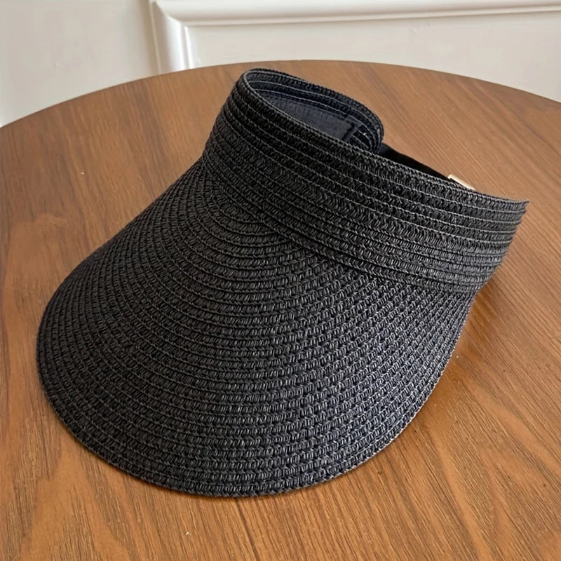 Sun Hat for Women's Outdoor Travel Sun Hat with Large Eaves and Foldable Roof Beach Straw Hat