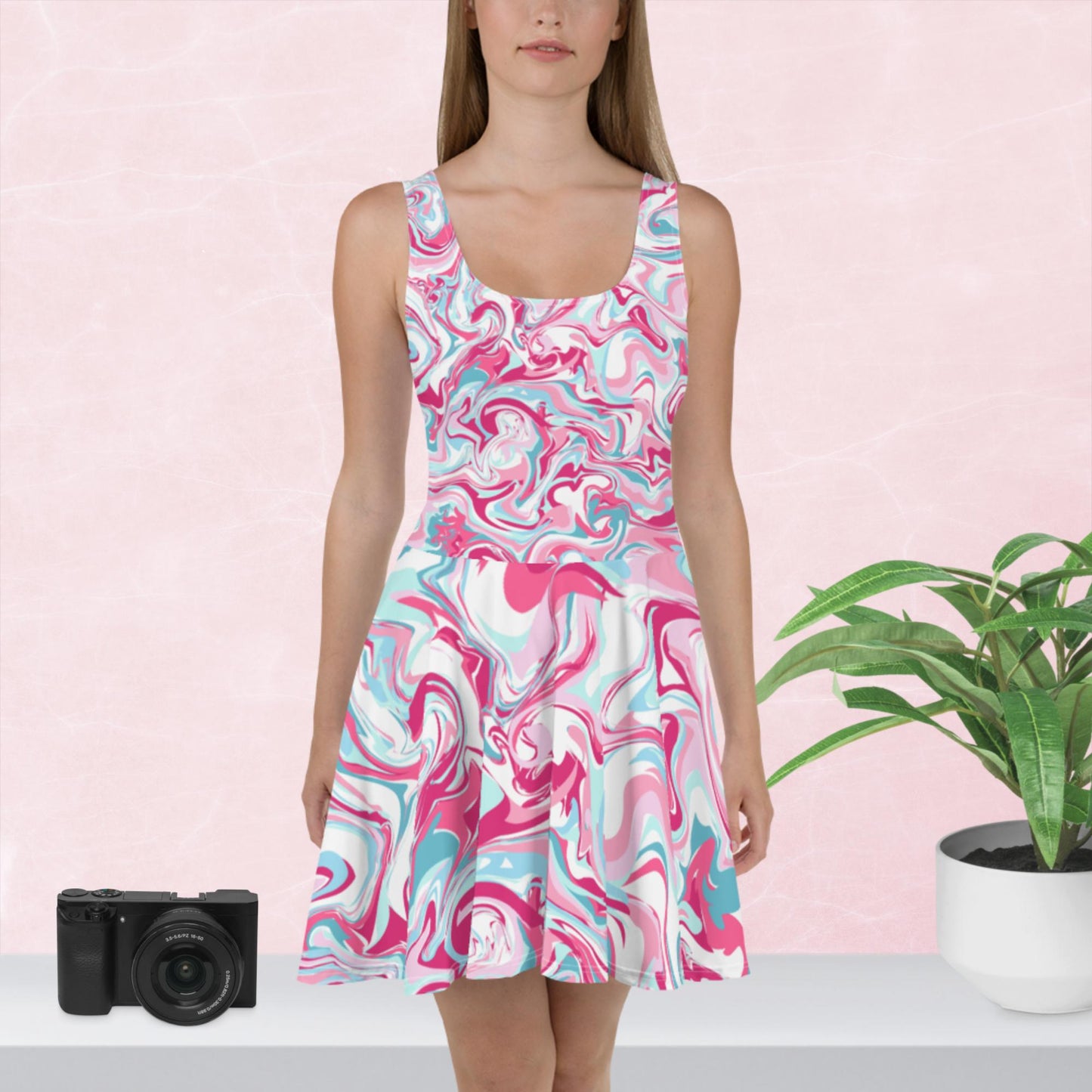 Pink Swirl Skater Dress