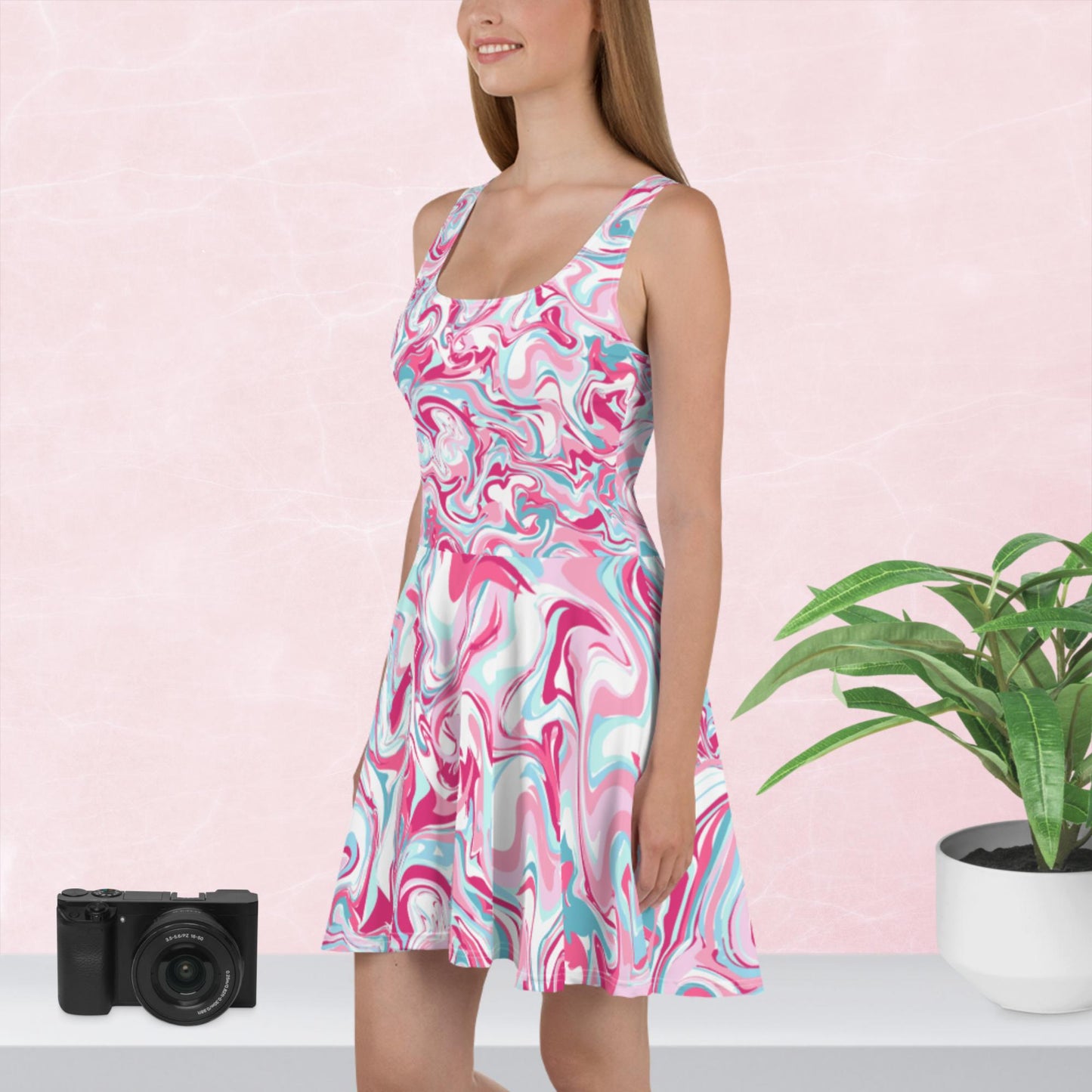 Pink Swirl Skater Dress