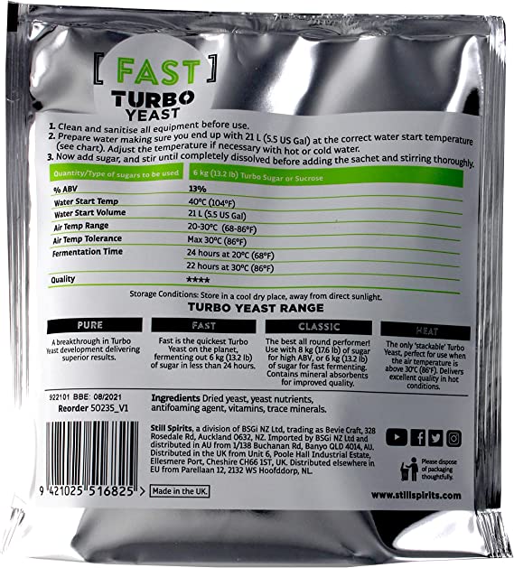 Still Spirits Fast Turbo Yeast 24 HR