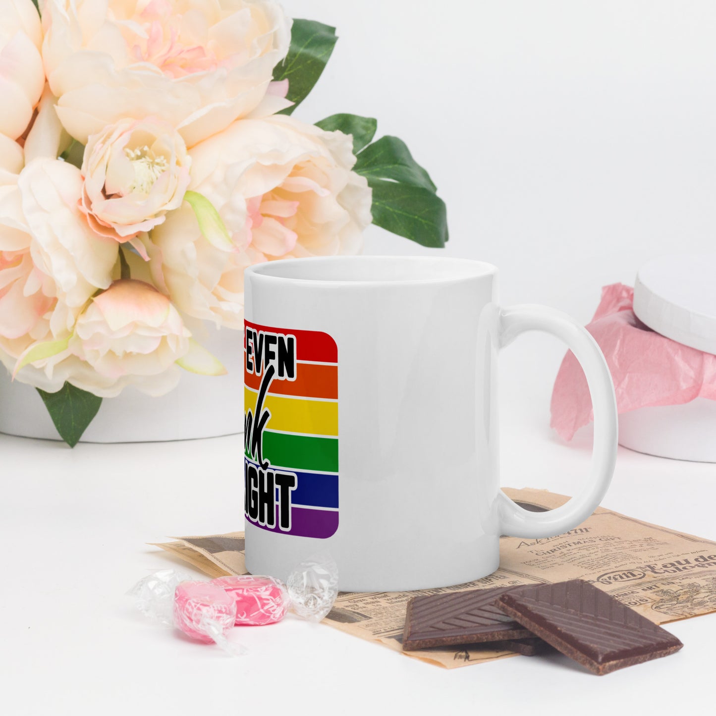 I can't even think straight White glossy mug