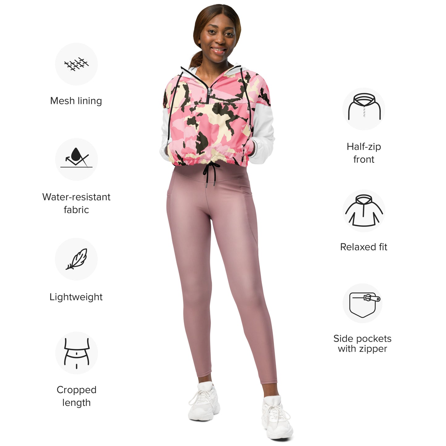 Pink camo Women’s cropped windbreaker
