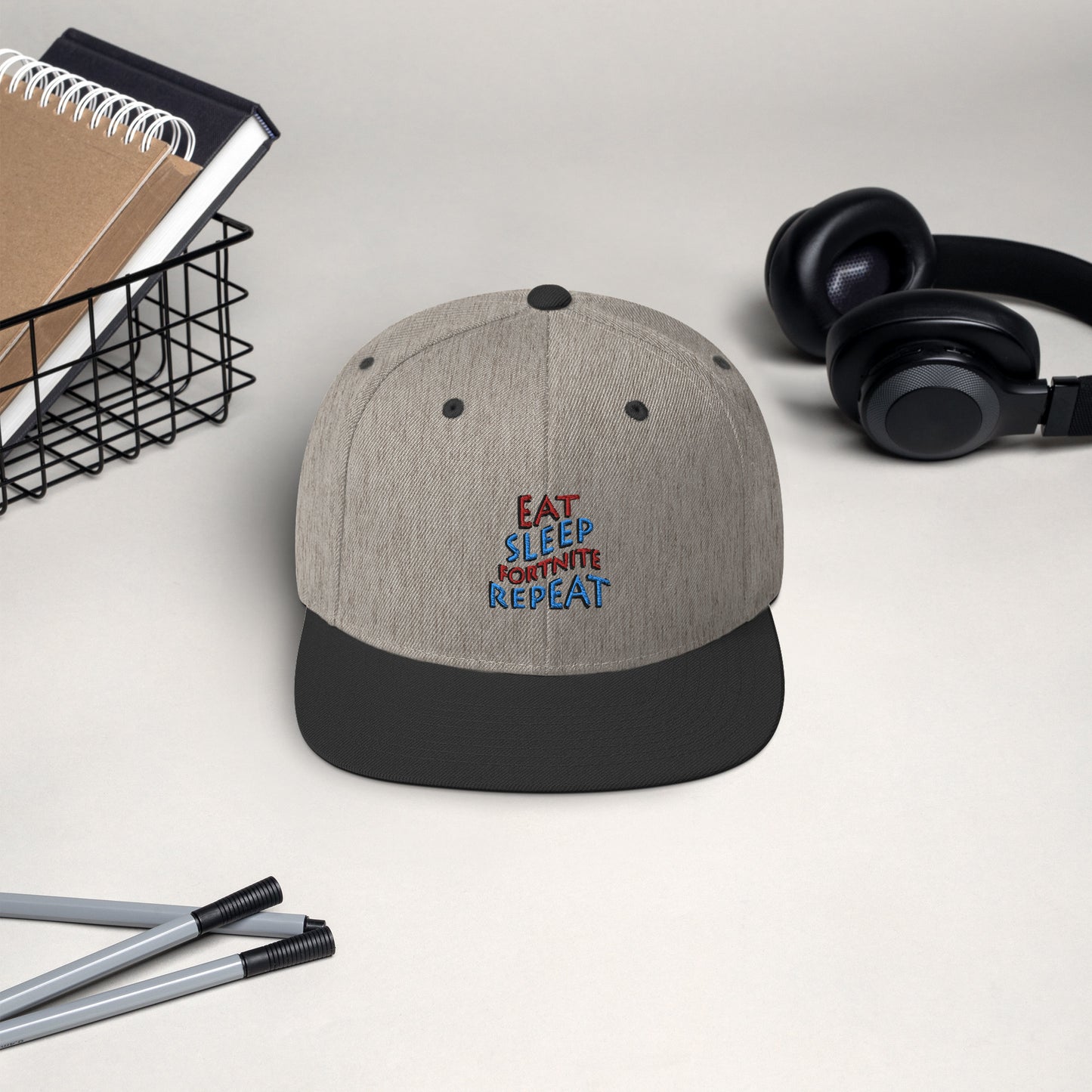Eat sleep fortnite repeat Snapback Hat