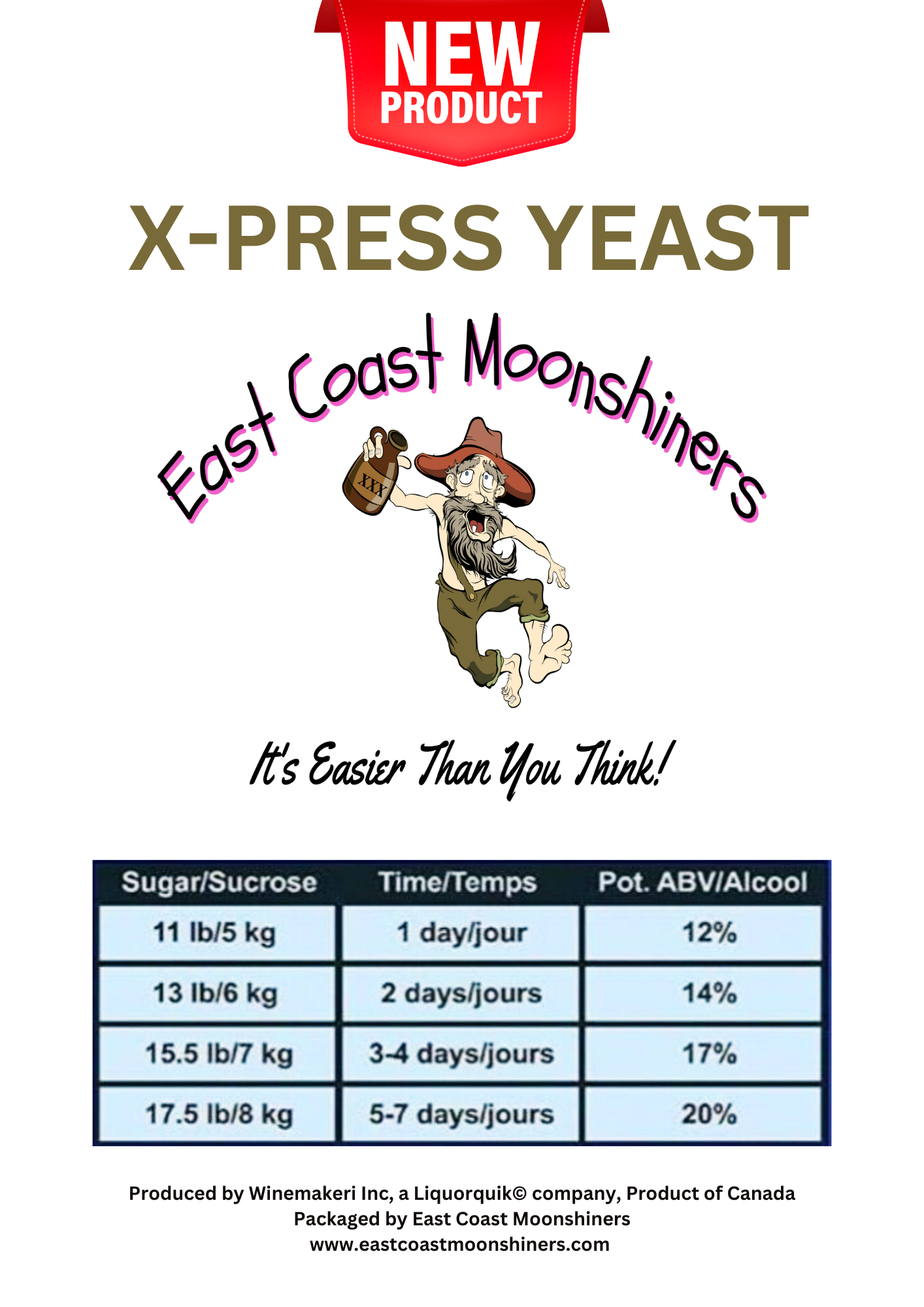 NEW PRODUCT!!! East Coast Moonshiners X-Press Yeast