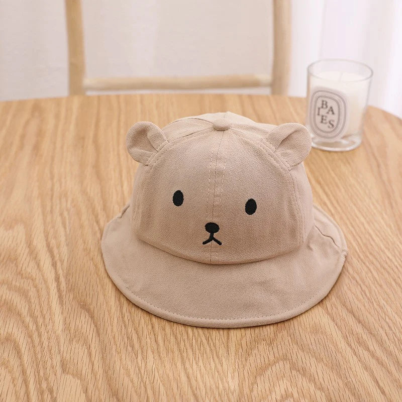 Cute Bear Baby Bucket Hat With Ears For Boy Or Girl Cotton Summer Hat