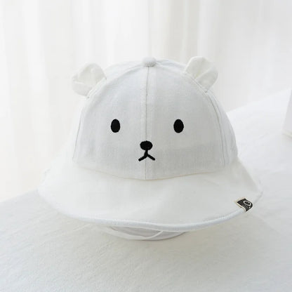Cute Bear Baby Bucket Hat With Ears For Boy Or Girl Cotton Summer Hat