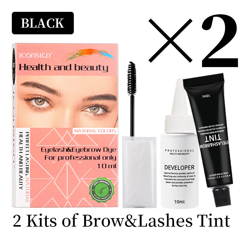 ICONSIGN Eyelash Dye Brow Tint Kit Professional 15 Mins Fast Dye Brow Mascara Keep Colored 2-3 Months Makeup Tool