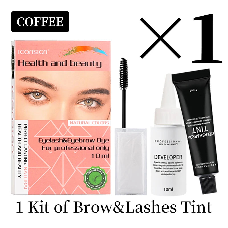 ICONSIGN Eyelash Dye Brow Tint Kit Professional 15 Mins Fast Dye Brow Mascara Keep Colored 2-3 Months Makeup Tool