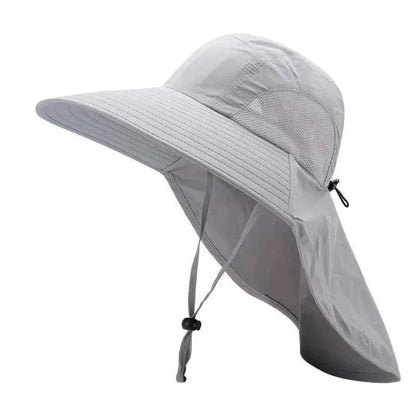Summer Outdoor Fishing Bucket Hat Wide Brim UV Sun Protection Cap with Neck Flap Sunshade for Hiking Camping Travel