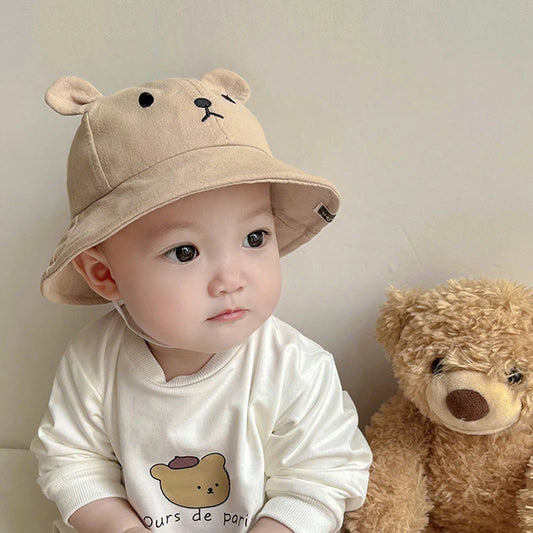 Cute Bear Baby Bucket Hat With Ears For Boy Or Girl Cotton Summer Hat