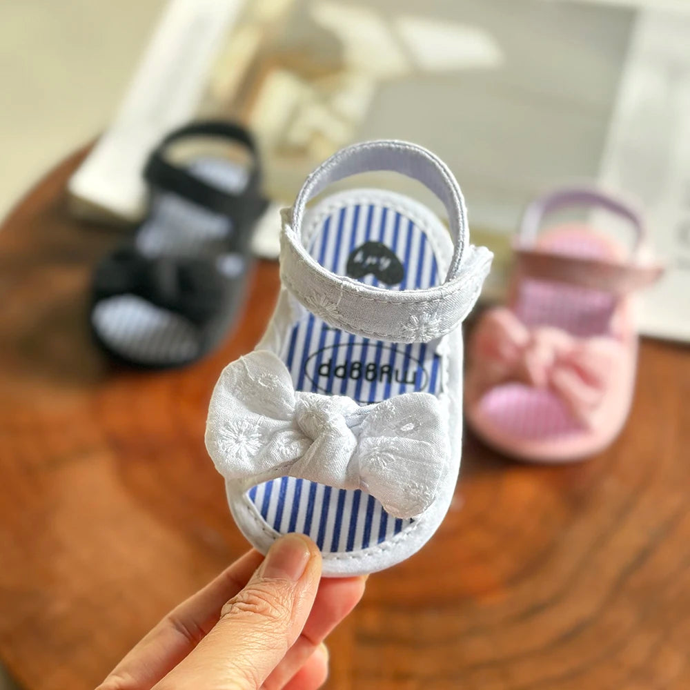 Infant Baby Girls Summer Sandals with Flower Soft Sole Newborn Toddler First Walker Dress Shoes
