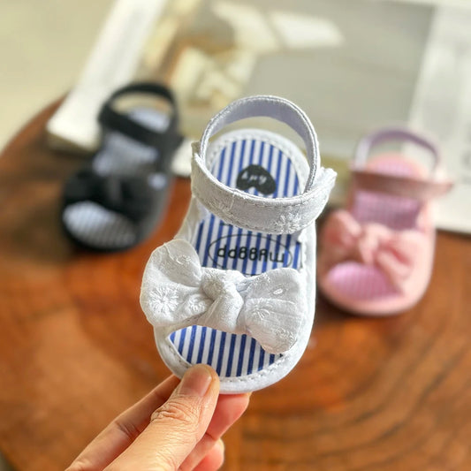 Infant Baby Girls Summer Sandals with Flower Soft Sole Newborn Toddler First Walker Dress Shoes