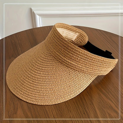 Sun Hat for Women's Outdoor Travel Sun Hat with Large Eaves and Foldable Roof Beach Straw Hat
