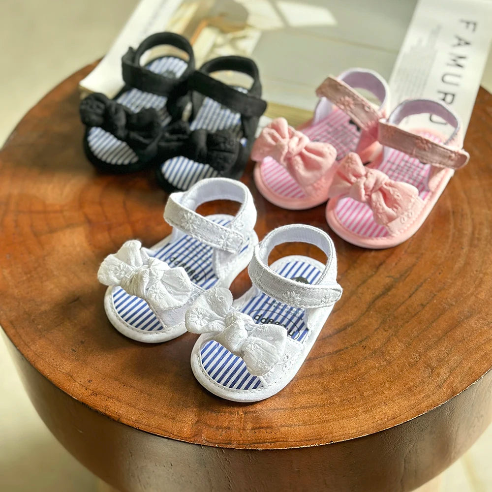Infant Baby Girls Summer Sandals with Flower Soft Sole Newborn Toddler First Walker Dress Shoes