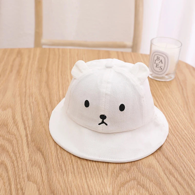 Cute Bear Baby Bucket Hat With Ears For Boy Or Girl Cotton Summer Hat