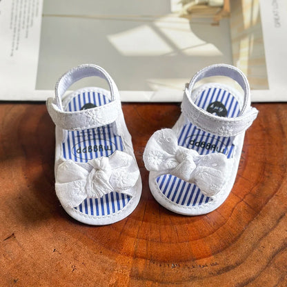 Infant Baby Girls Summer Sandals with Flower Soft Sole Newborn Toddler First Walker Dress Shoes