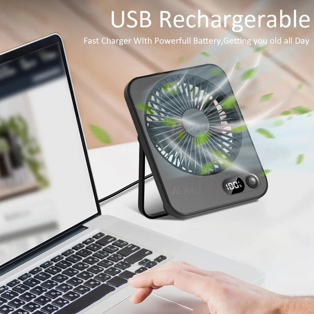 Mini Portable Fan USB Desk Fan Rechargeable Wall Mount Hanging Desk Office Camping Table Fan