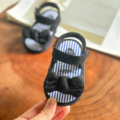 Infant Baby Girls Summer Sandals with Flower Soft Sole Newborn Toddler First Walker Dress Shoes