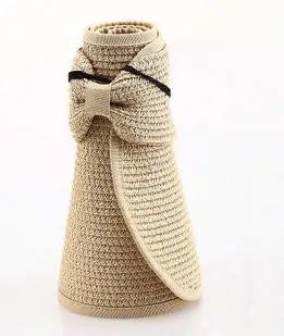 Summer Hats For Women Roll Up Sun Visor Wide Brim Straw Hat Summer Foldable Packable UV Protection Cap for Beach Travel Bonnet