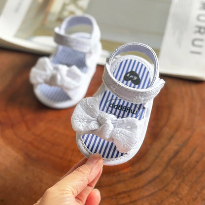 Infant Baby Girls Summer Sandals with Flower Soft Sole Newborn Toddler First Walker Dress Shoes