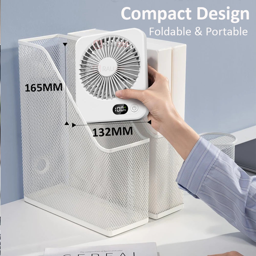 Mini Portable Fan USB Desk Fan Rechargeable Wall Mount Hanging Desk Office Camping Table Fan