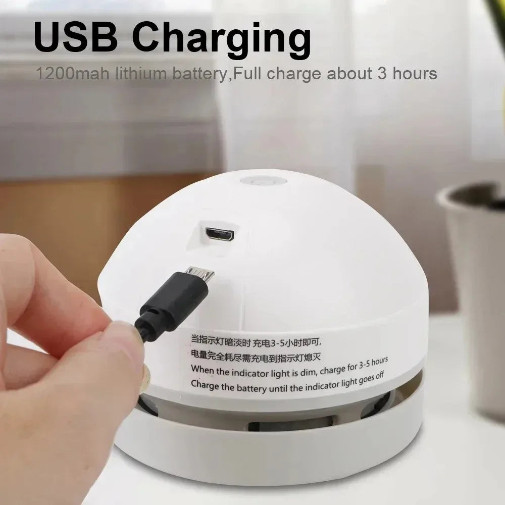 Table Vacuum Cleaner Mini Desktop Dust Vacuum With Detachable Nozzle USB Rechargeable Wireless