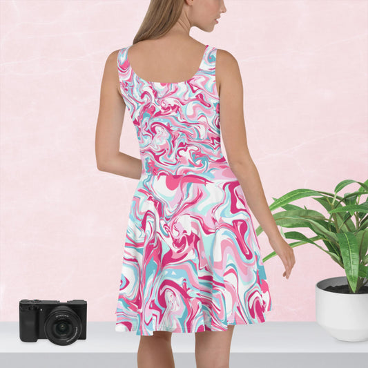 Pink Swirl Skater Dress