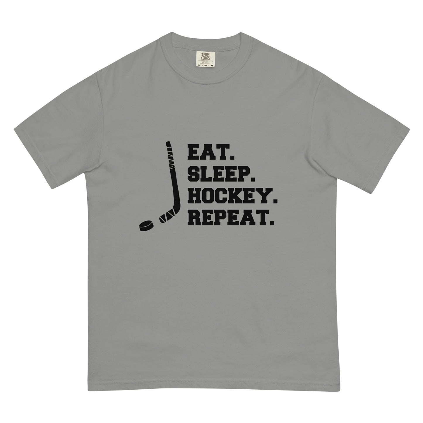 Eat sleep hockey repeat Men’s garment-dyed heavyweight t-shirt